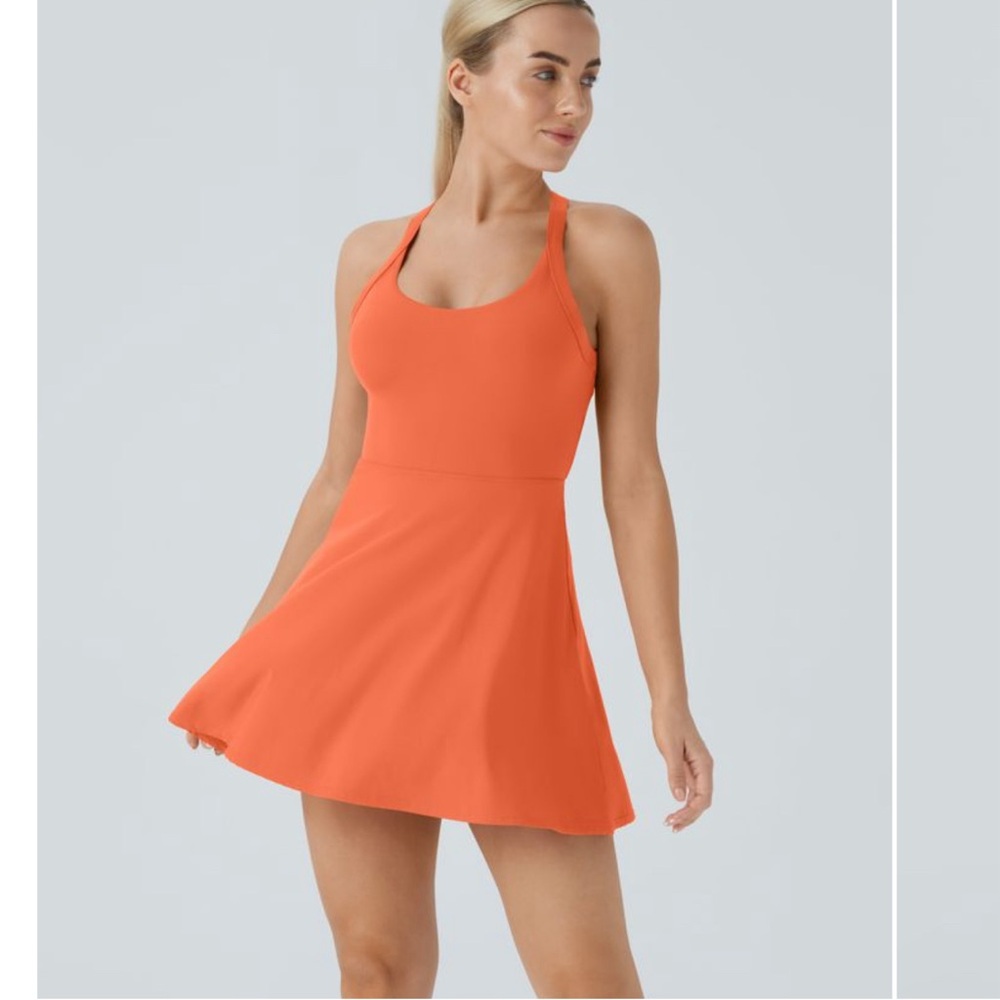 Halara Backless Twisted Active Dress Dusty Orange Sz Xs